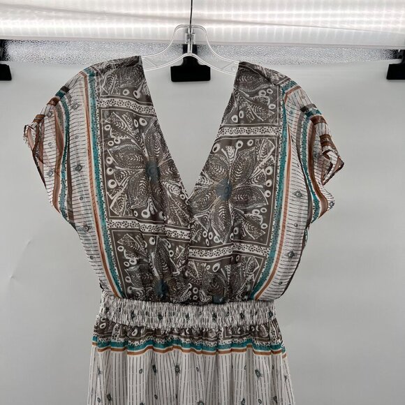Millenium Women's Short Sleeve A-Line Maxi Dress Multicolor Print Size Small - Picture 2 of 9